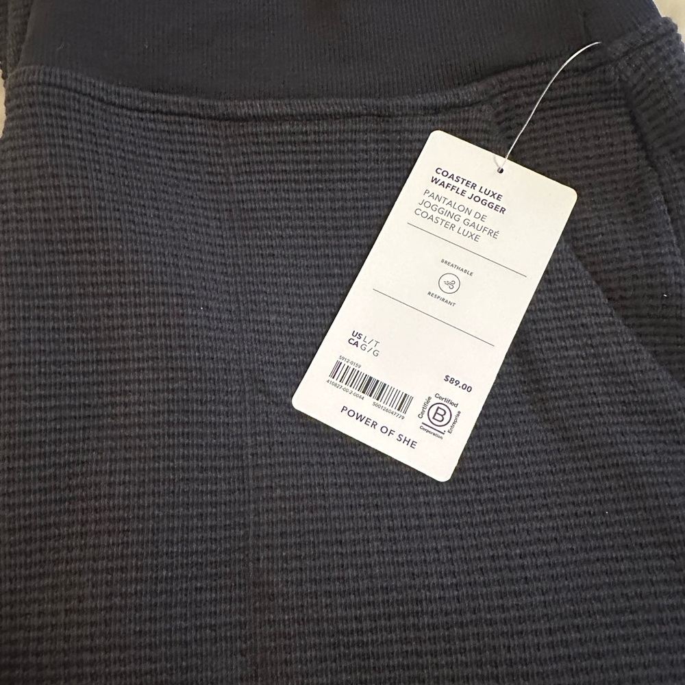 NWT Athleta Coaster Luxe Waffle Jogger in Black L/Tall